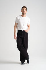 Canvas Pamuk Baggy Pantolon Siyah