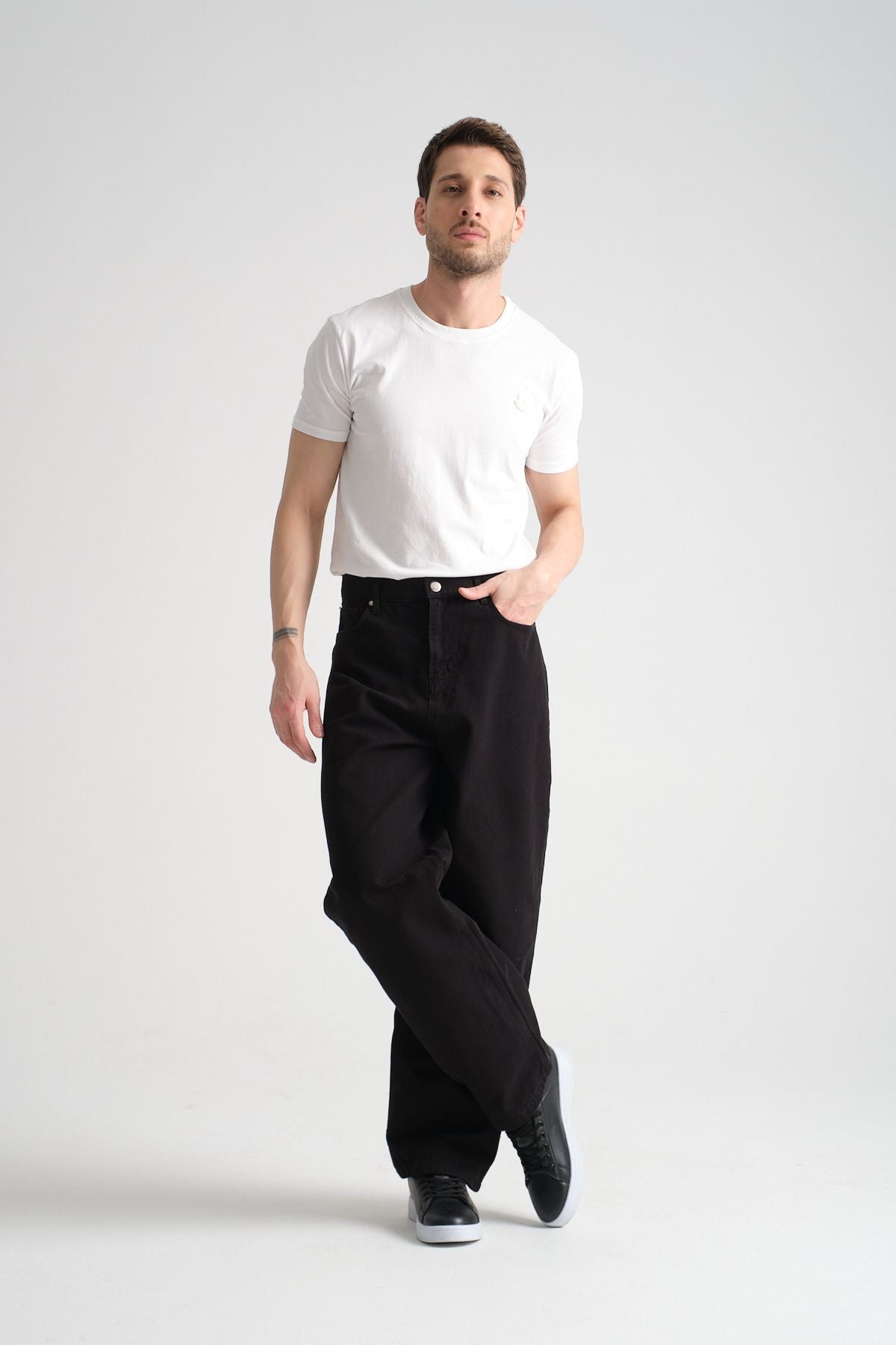 Canvas Pamuk Baggy Pantolon Siyah