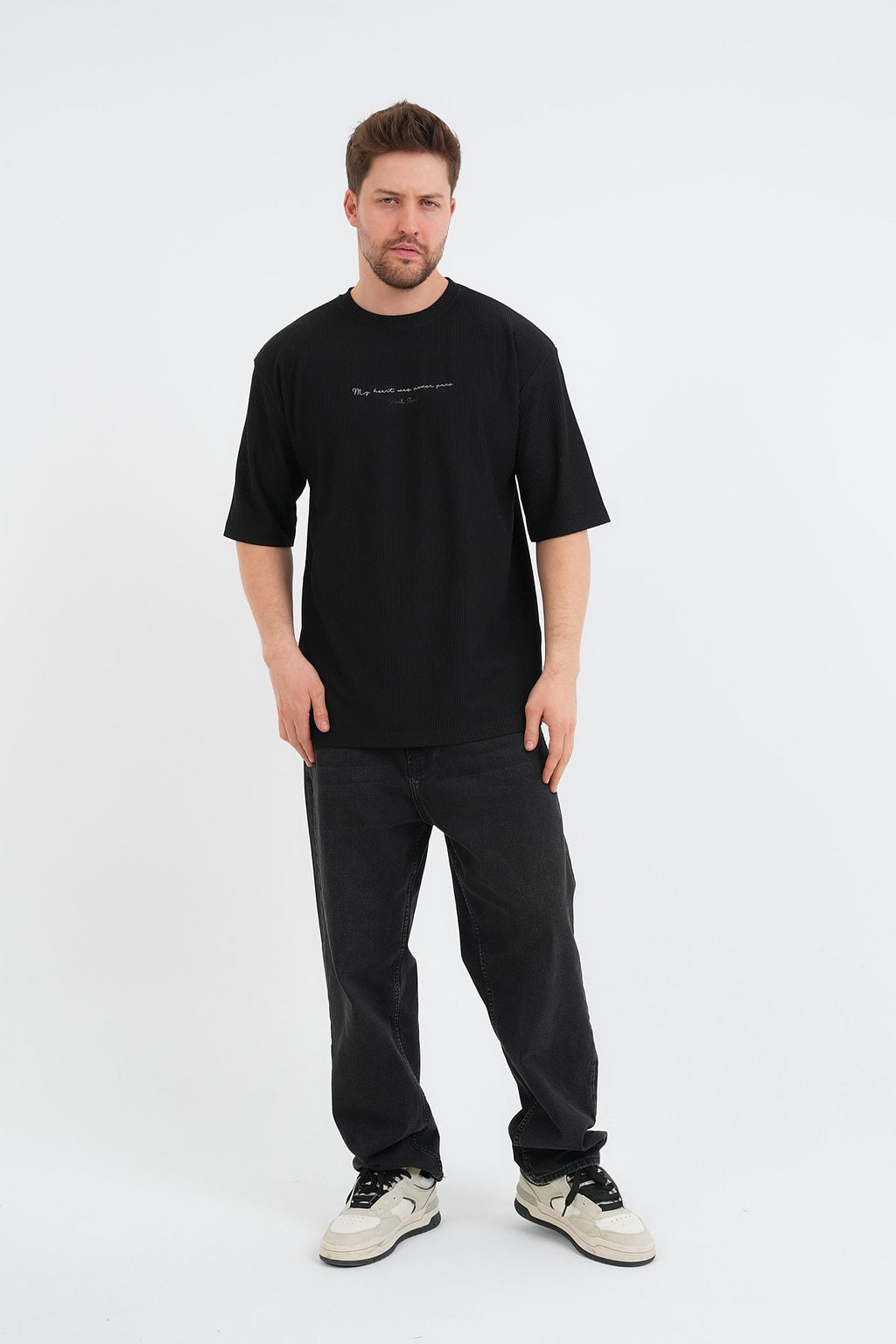 Valor Erkek Oversize Tişört Siyah