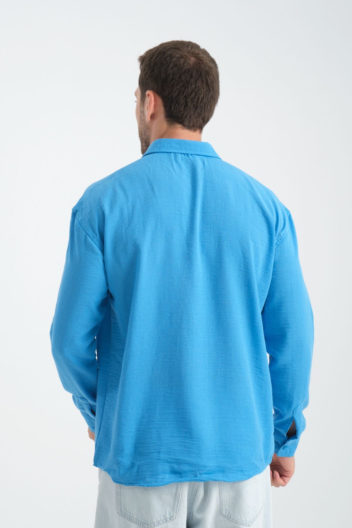 Bold Oversize Dökümlü Erkek Gömlek İndigo