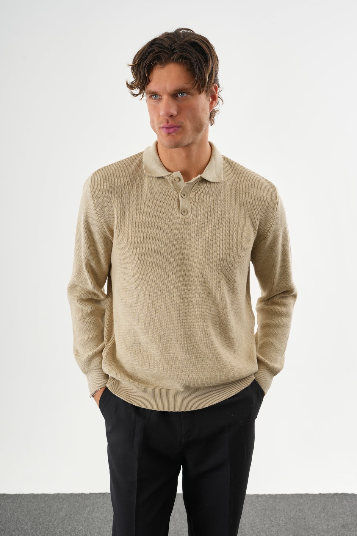 Holt Oversize Triko Uzun Kollu Kazak Bej