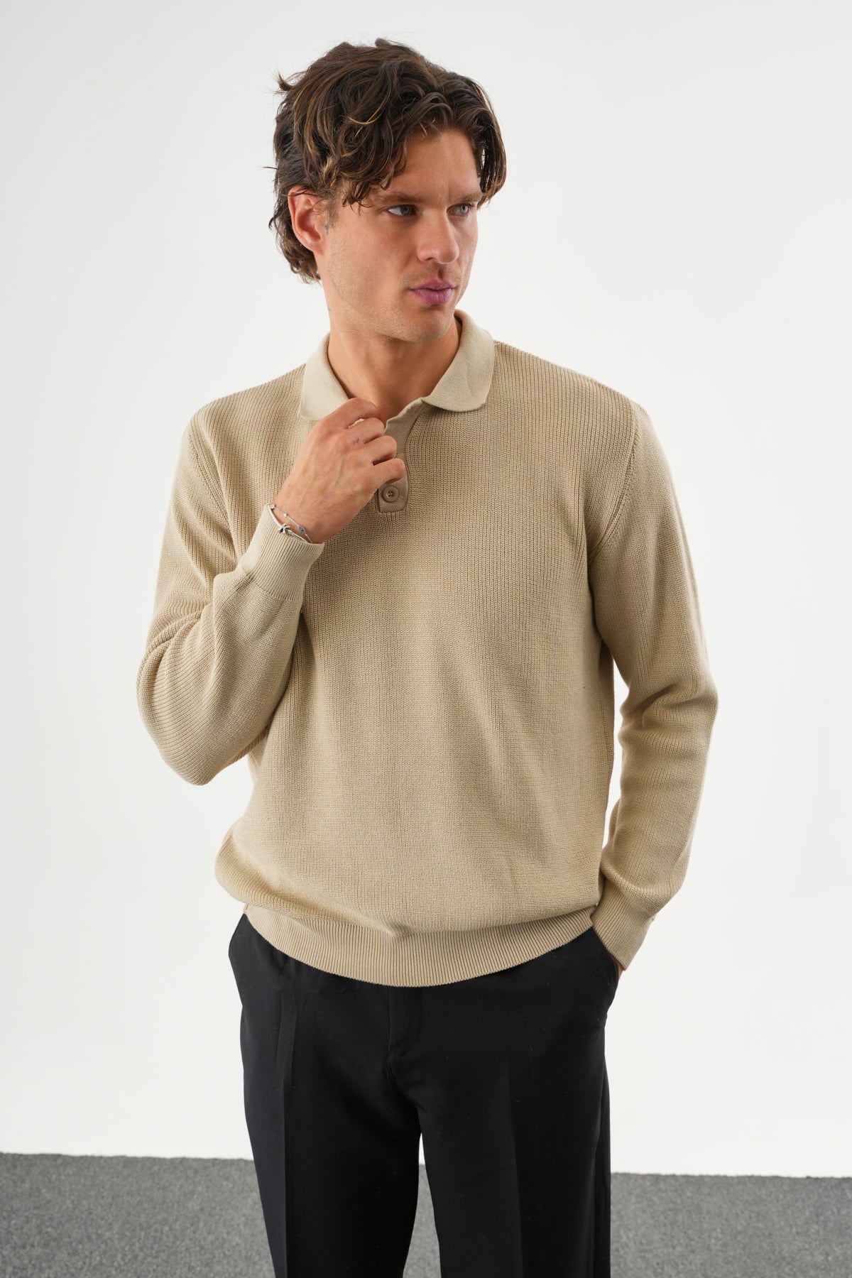 Holt Oversize Triko Uzun Kollu Kazak Bej