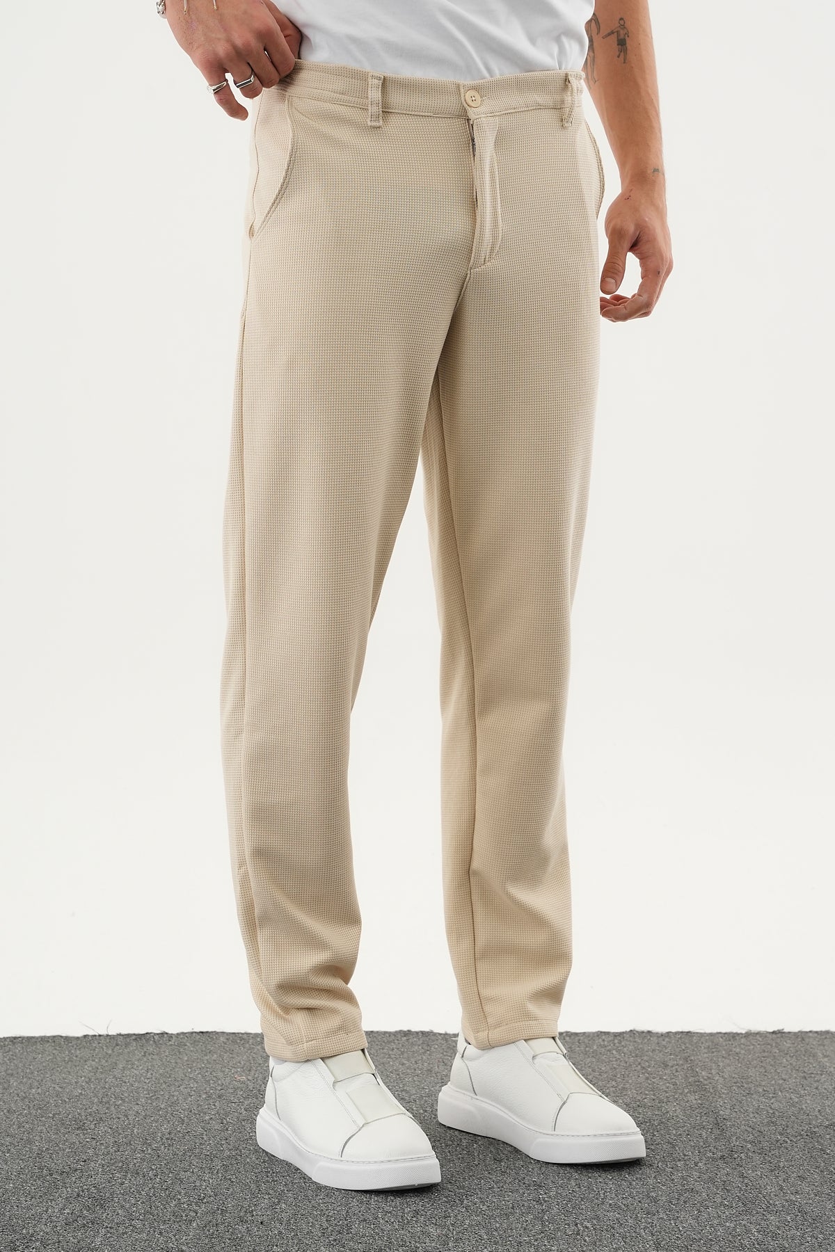 ARDEN Kışlık Kalın Slim Fit Kemerli Erkek Pantolon Bej