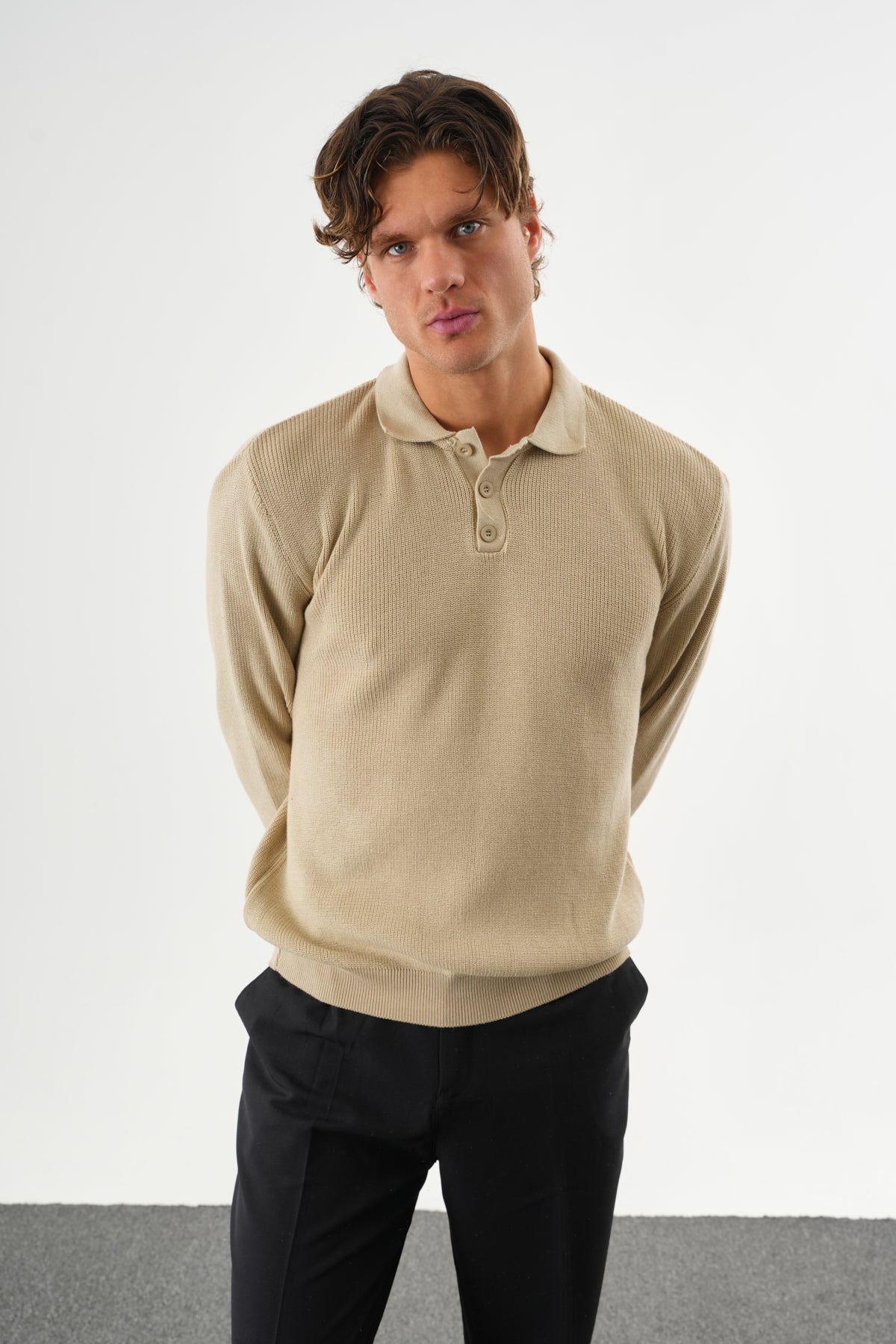 Holt Oversize Triko Uzun Kollu Kazak Bej