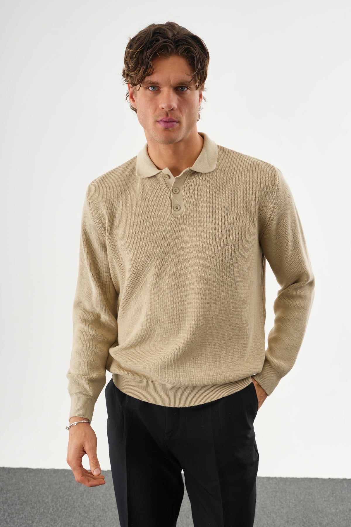 Holt Oversize Triko Uzun Kollu Kazak Bej