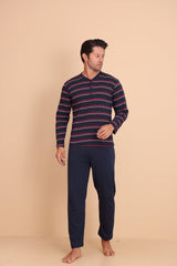 Brink Regular Bordo Erkek Uzun Kol Pijama Takımı - Redline