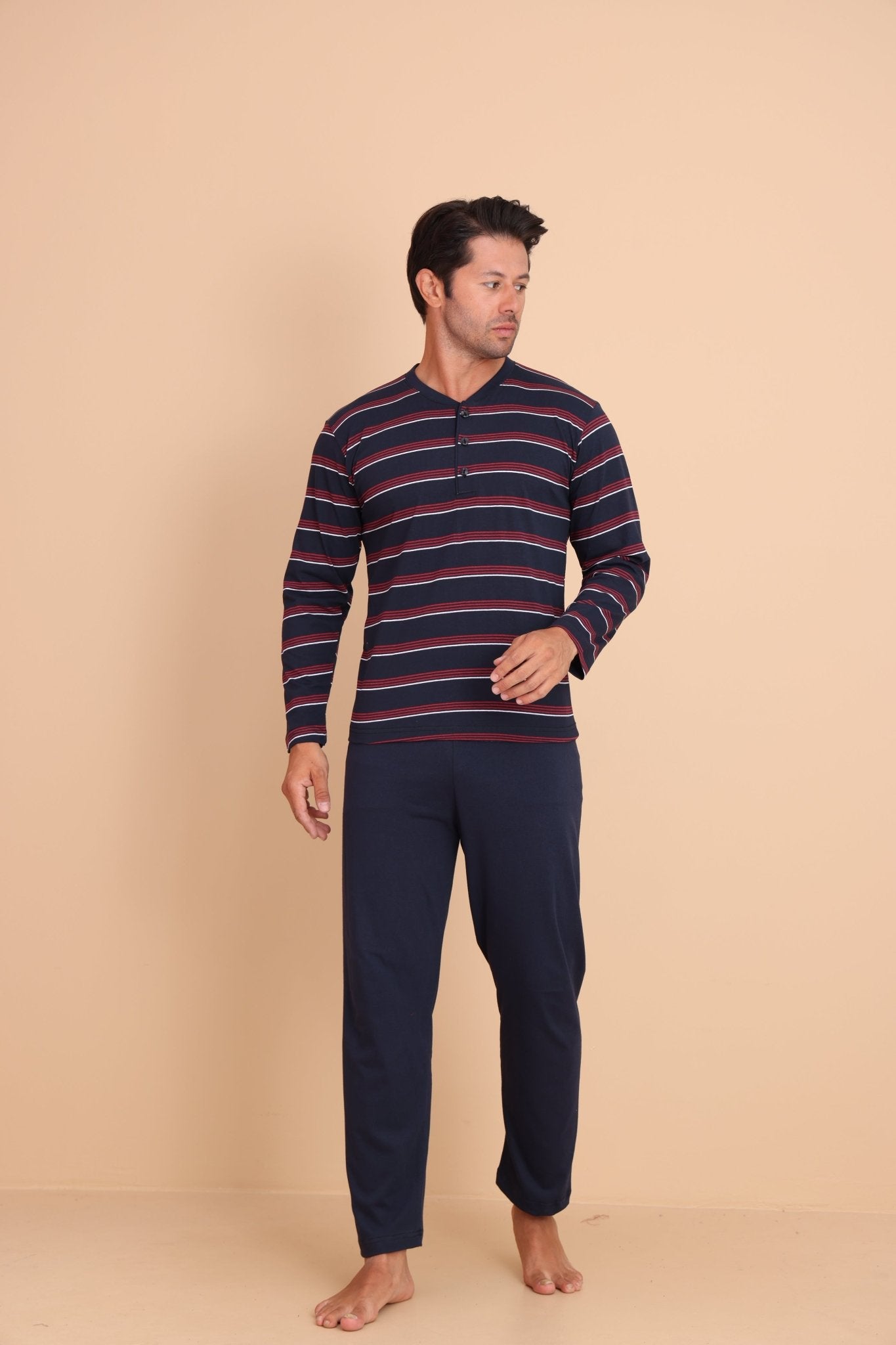 Brink Regular Bordo Erkek Uzun Kol Pijama Takımı - Redline