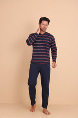 Brink Regular Bordo Erkek Uzun Kol Pijama Takımı - Redline