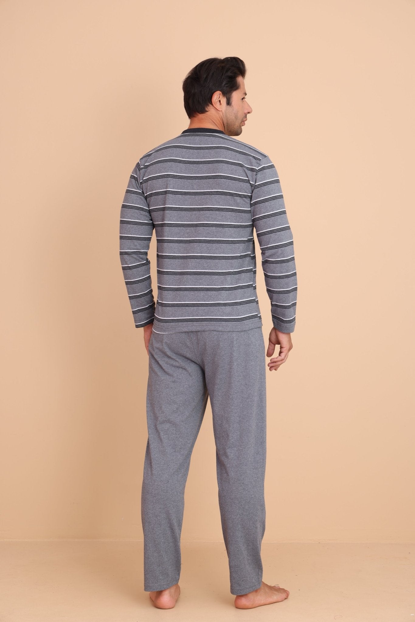 Brink Regular Gri Erkek Uzun Kol Pijama Takımı - Redline