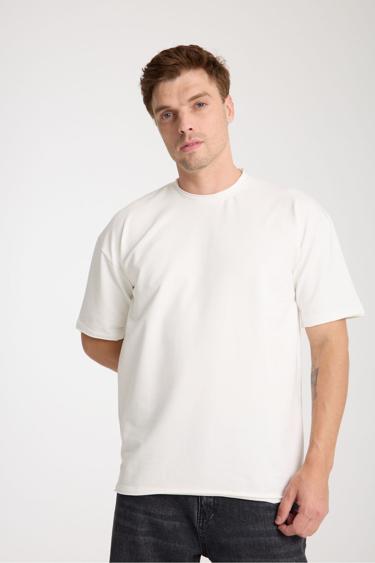 Quell Erkek Oversize Basic Tişört Beyaz