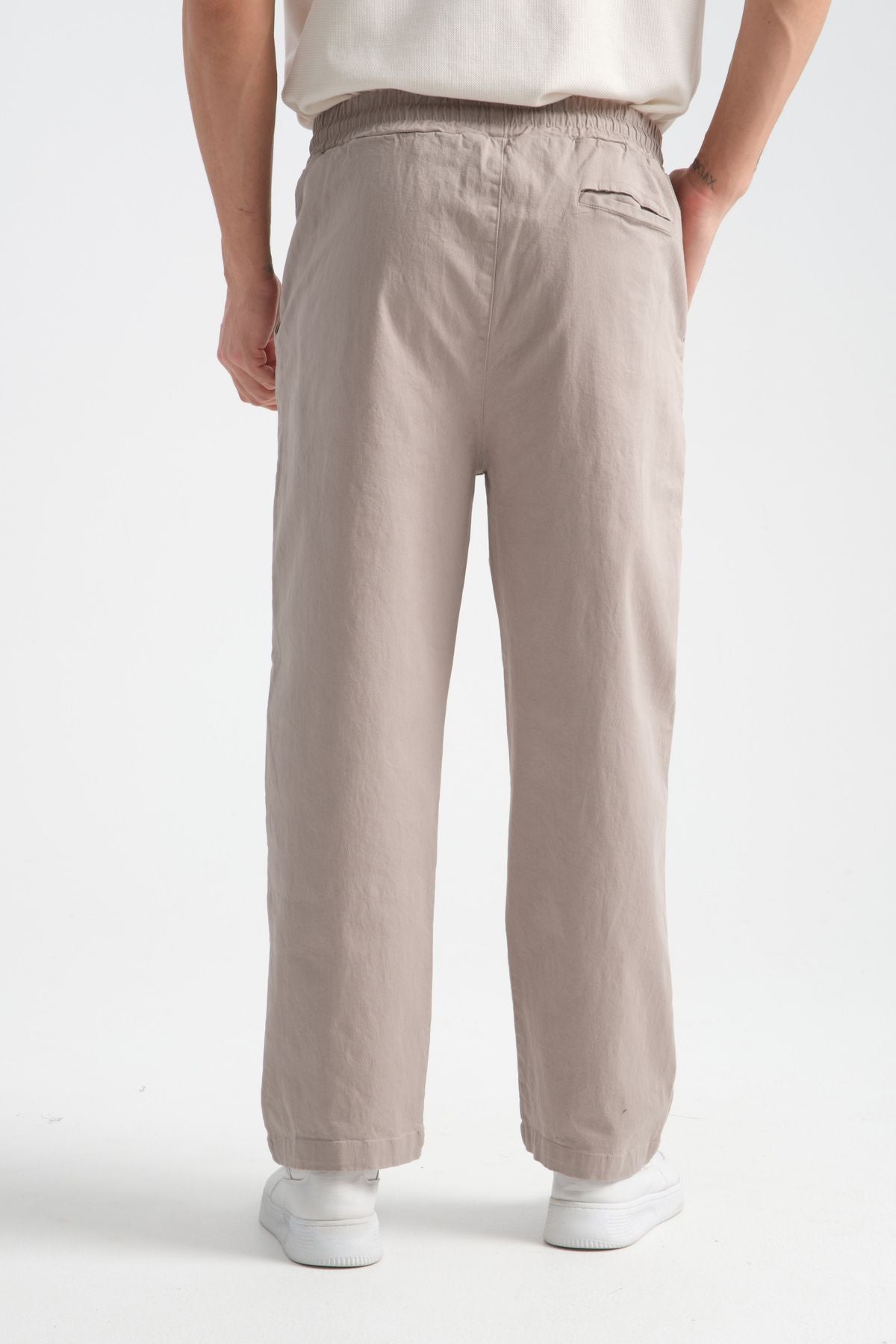 Calmfit Erkek Baggy Kalın Beli Lastikli Pantolon Bej