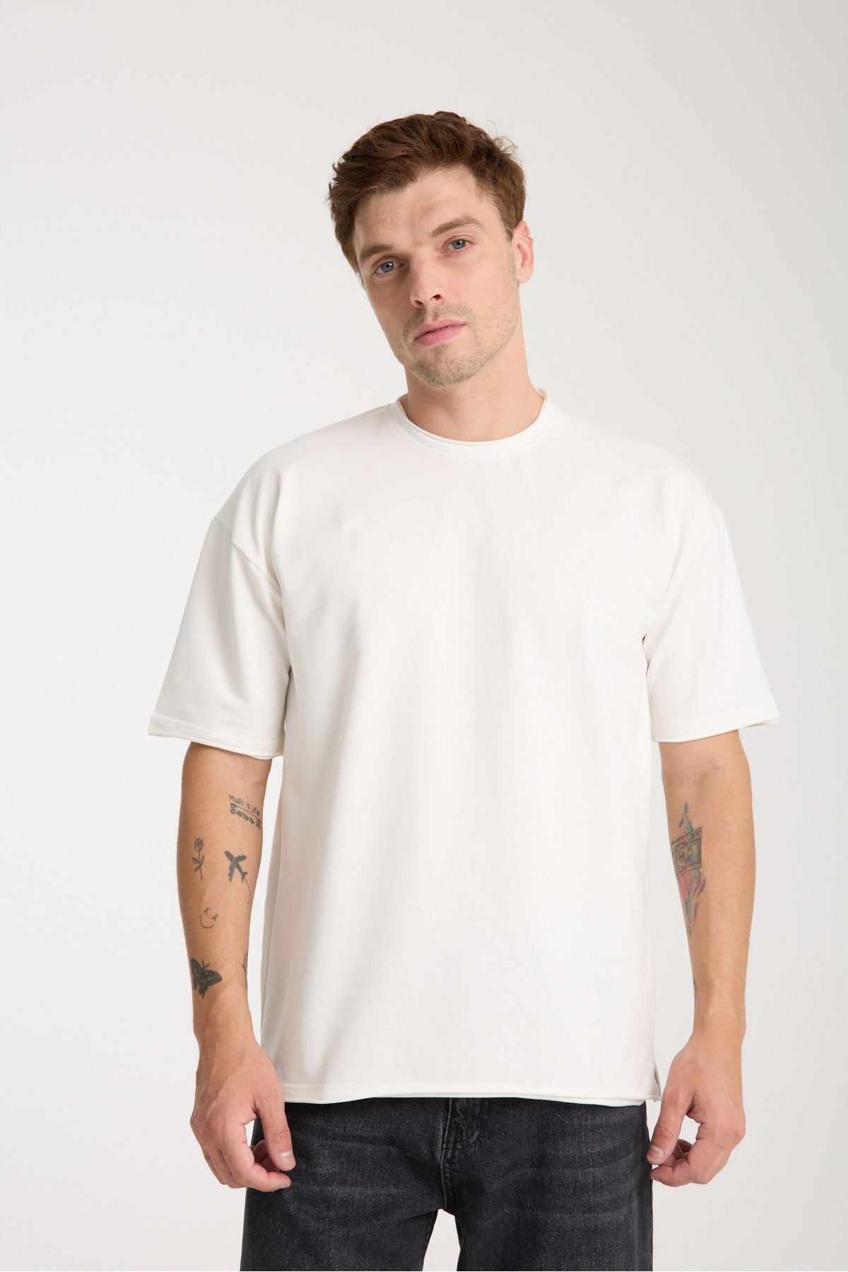 Quell Erkek Oversize Basic Tişört Beyaz