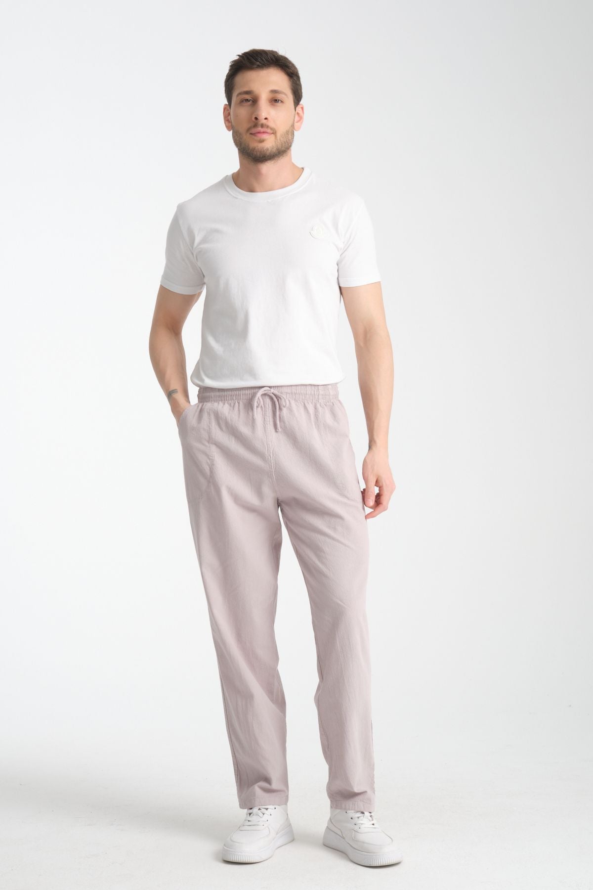 Defy Rahat Kalıp Keten Görünümlü Pantolon Gri