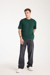 Quell Erkek Oversize Basic Tişört Yeşil