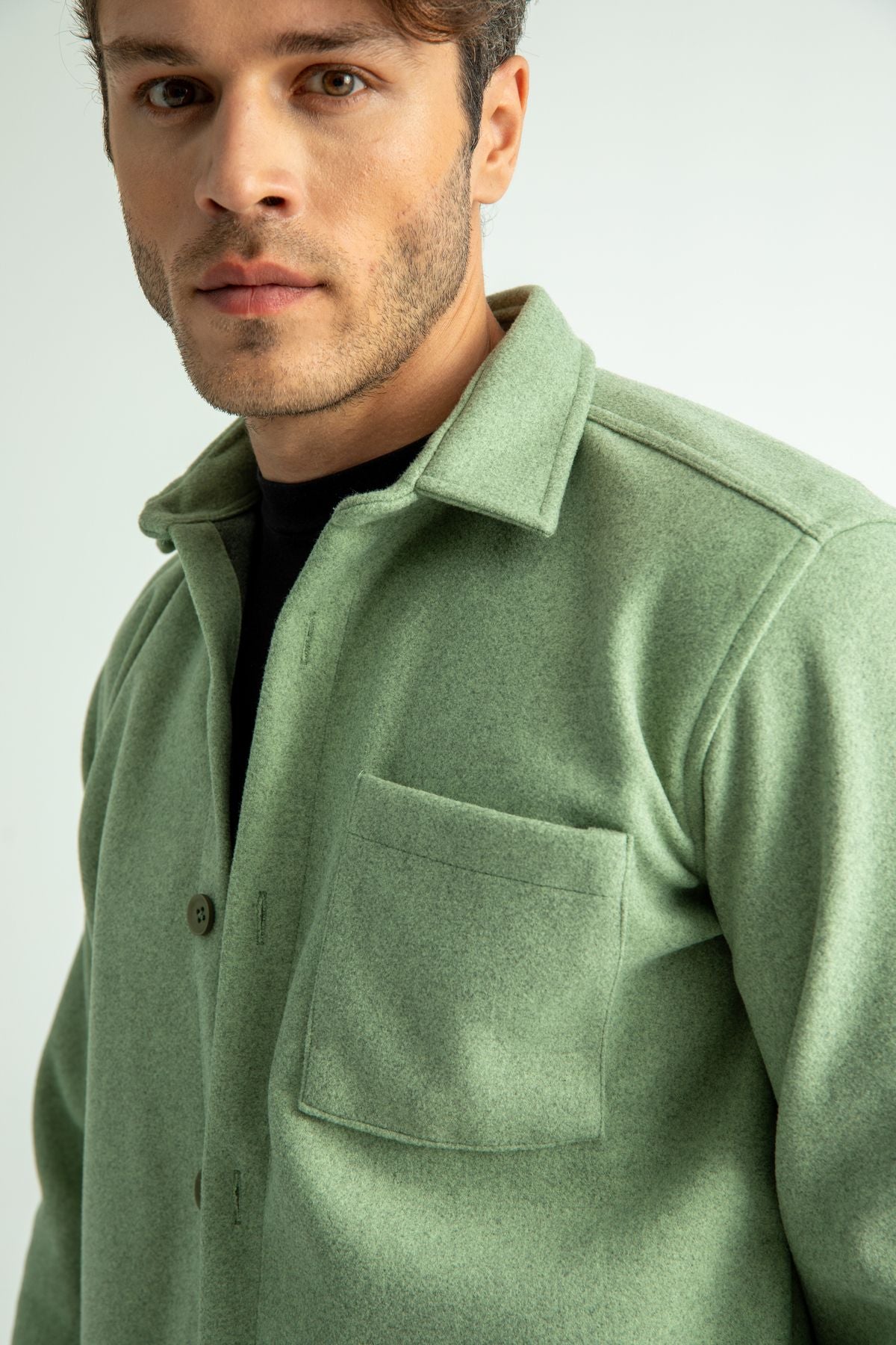 Regular Fit Kışlık Kaşe Gömlek Mint