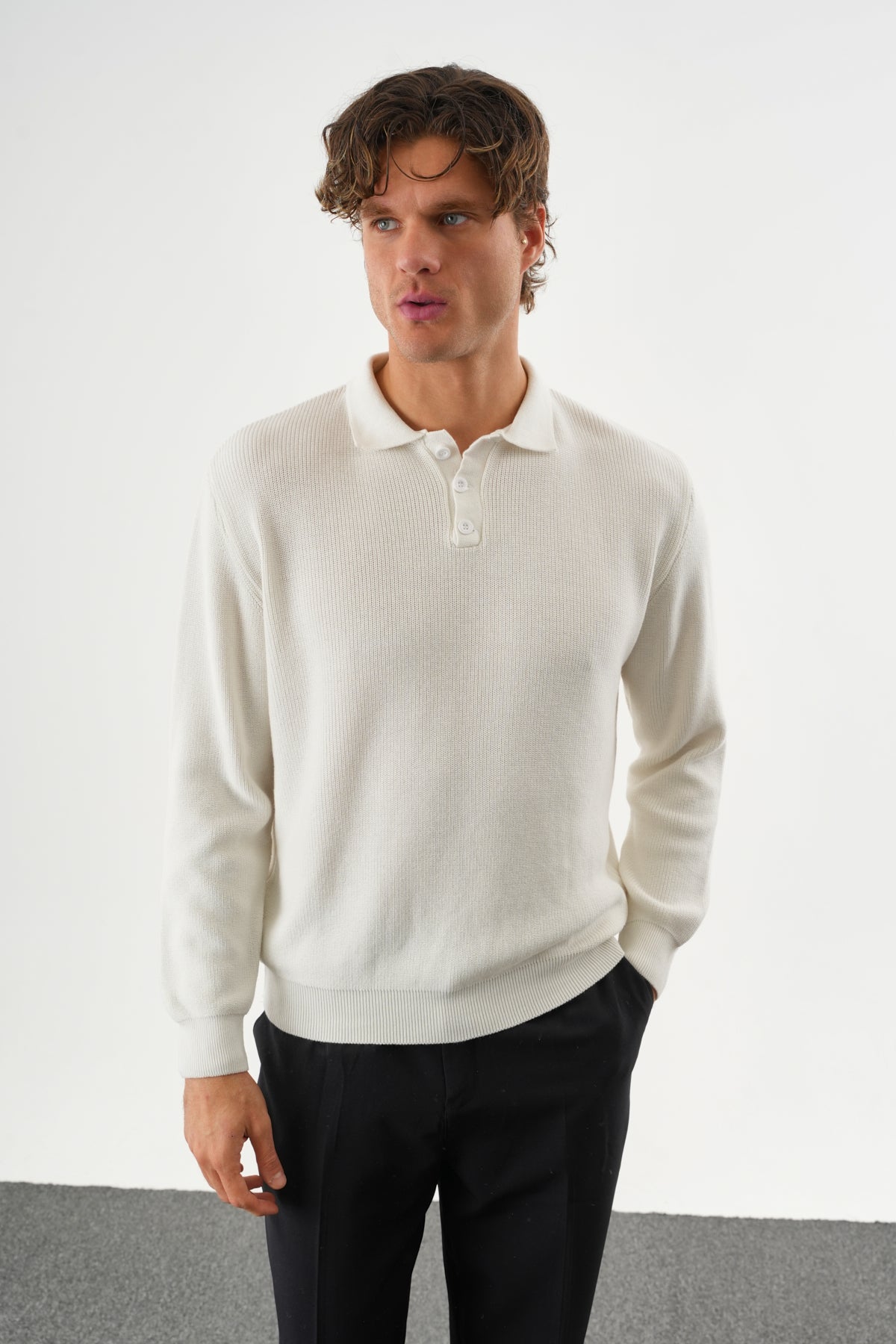 Holt Oversize Triko Uzun Kollu Kazak Ekru