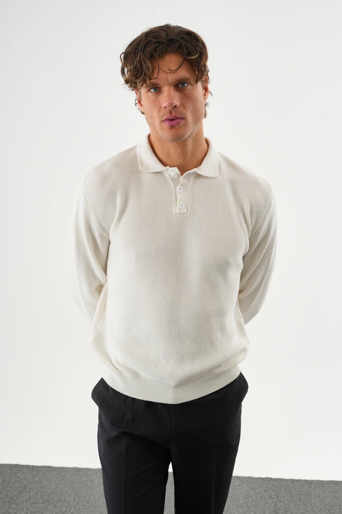 Holt Oversize Triko Uzun Kollu Kazak Ekru