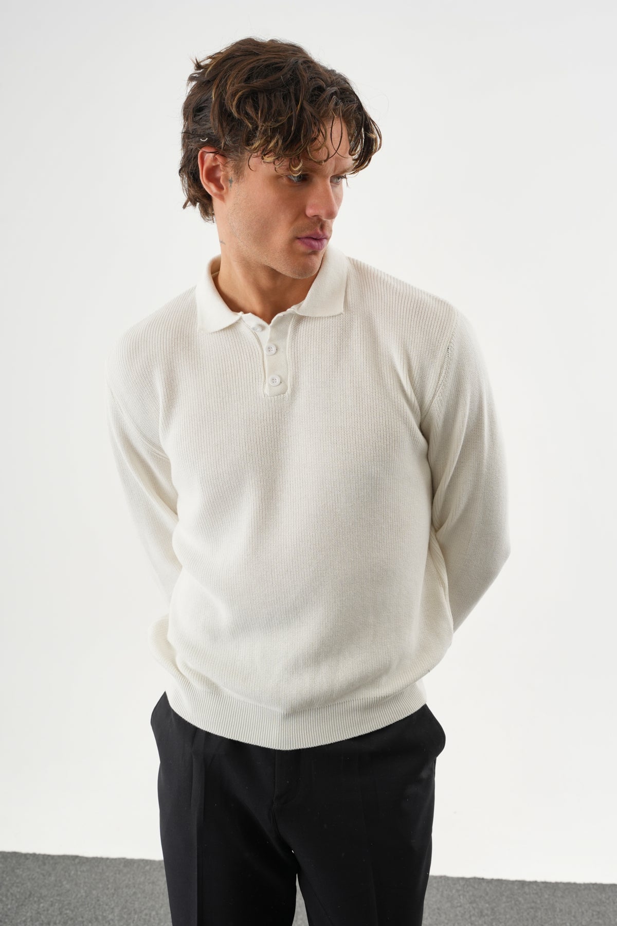 Holt Oversize Triko Uzun Kollu Kazak Ekru