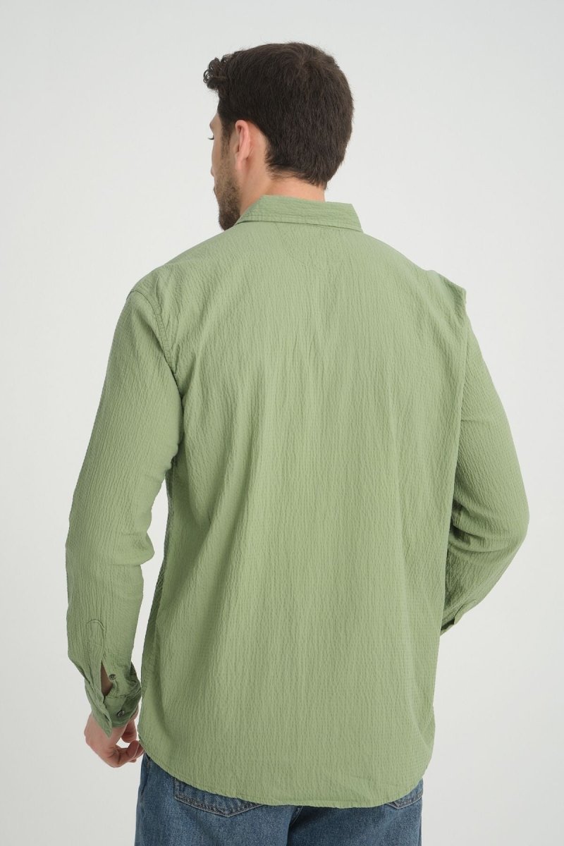 Erkek %100 Pamuk Regular Fit Yazlık Desenli Gömlek Yeşil - Redline