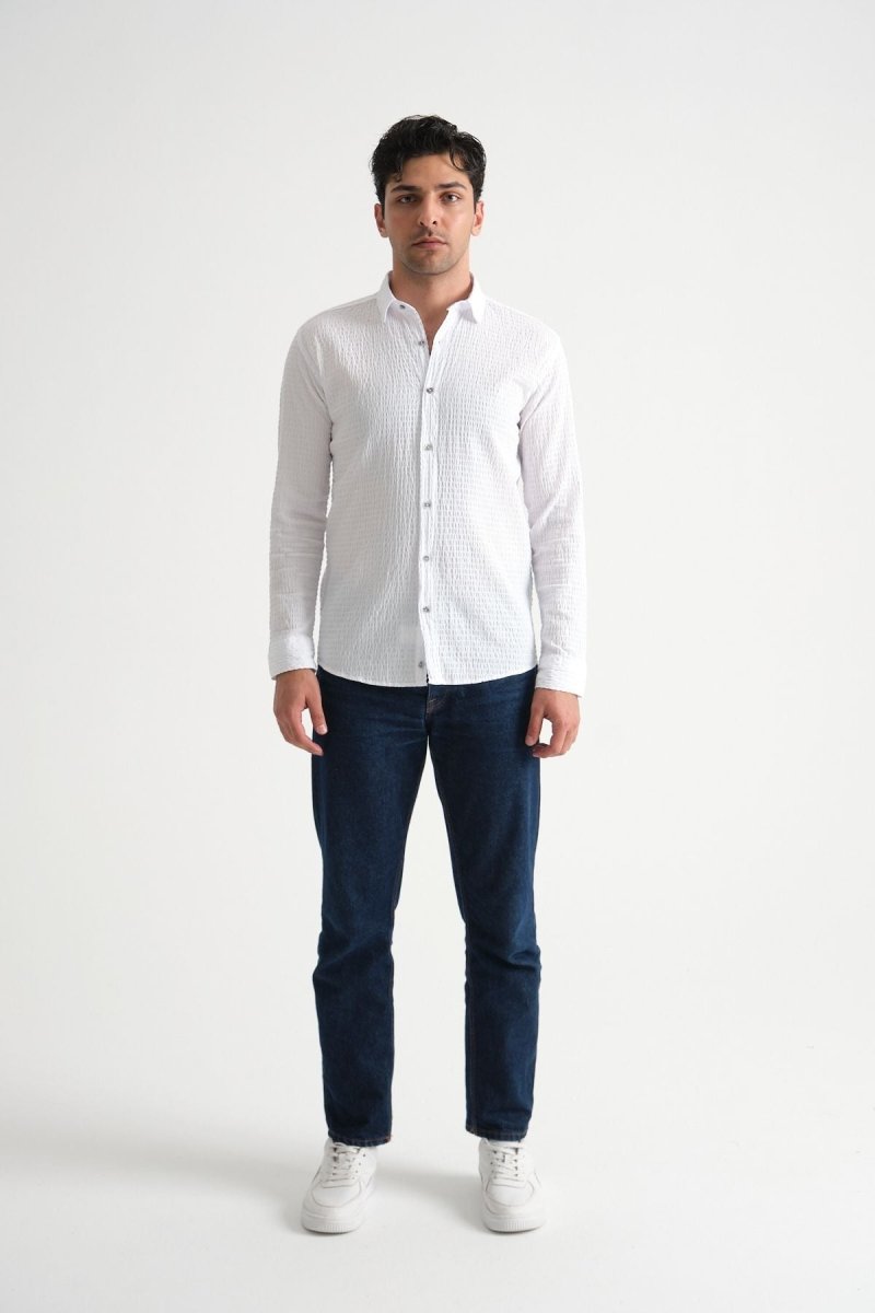 Erkek %100 Pamuk Yazlık Regular Fit Gömlek 2641 Beyaz - Redline