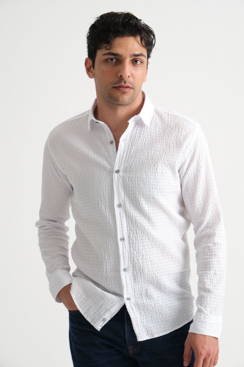 Erkek %100 Pamuk Yazlık Regular Fit Gömlek 2641 Beyaz - Redline