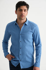 Erkek %100 Pamuk Yazlık Regular Fit Gömlek 2641 Mavi - Redline