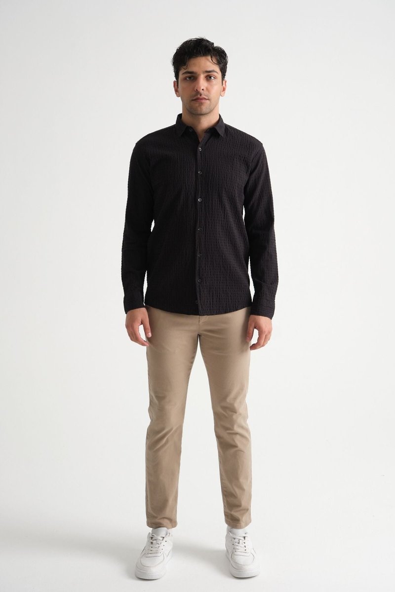 Erkek %100 Pamuk Yazlık Regular Fit Gömlek 2641 Siyah - Redline