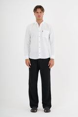 Erkek Keten Basic Gömlek Beyaz Slim Fit BEYAZ - Redline
