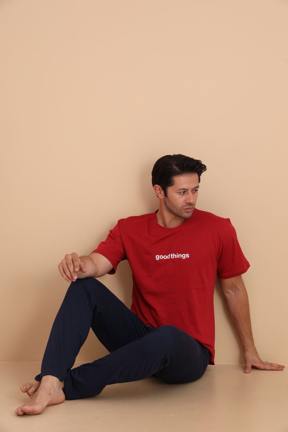 Erkek Kısa Kol Pijama Takımı Kırmızı - Redline