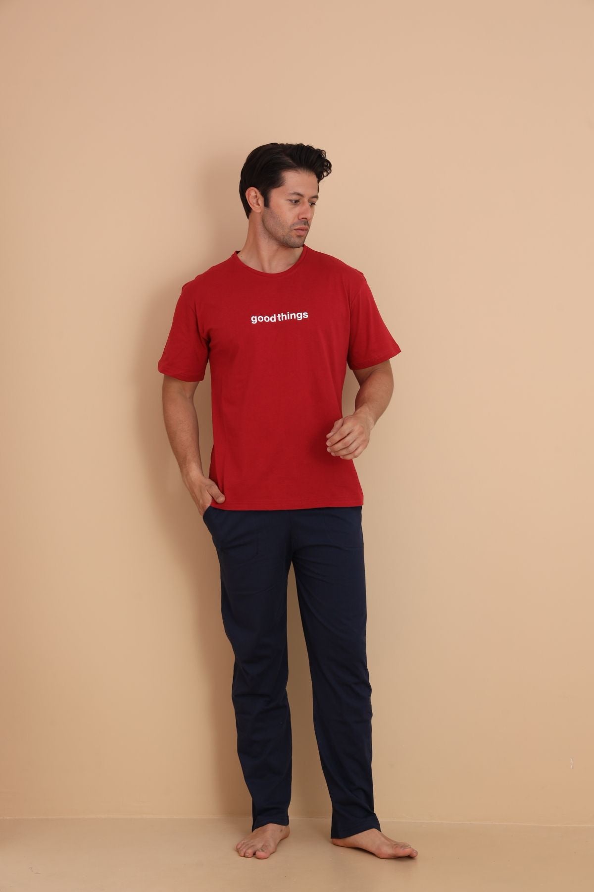 Erkek Kısa Kol Pijama Takımı Kırmızı - Redline