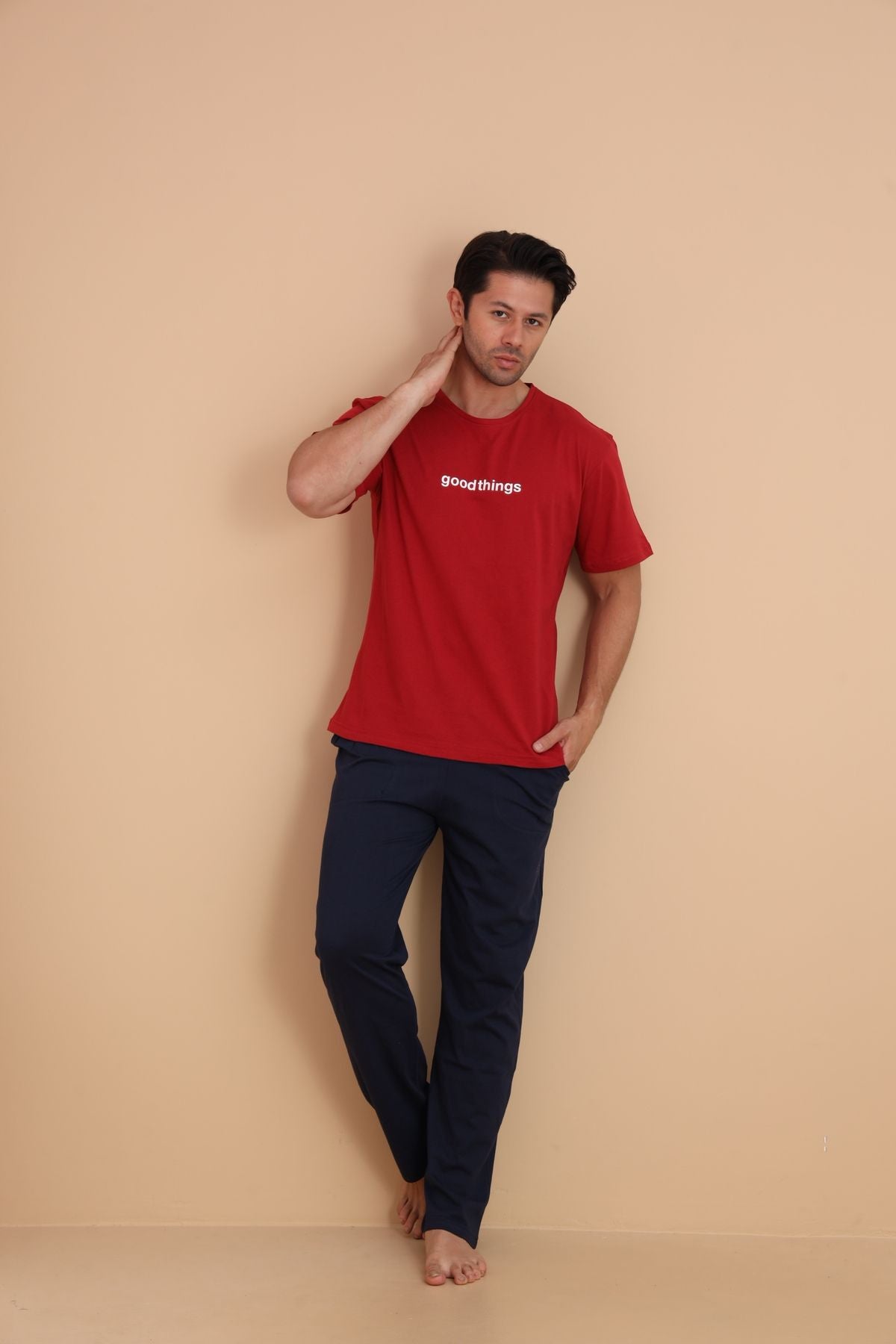 Erkek Kısa Kol Pijama Takımı Kırmızı - Redline