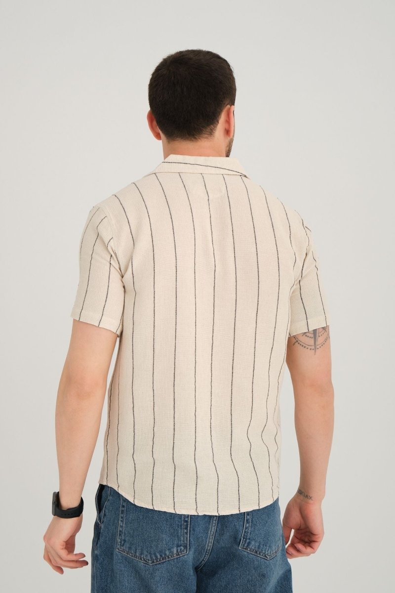 Erkek Yazlık Regular Fit Kısa Kol Nefes Alan Gömlek %100 Pamuk 2643 Siyah - Redline