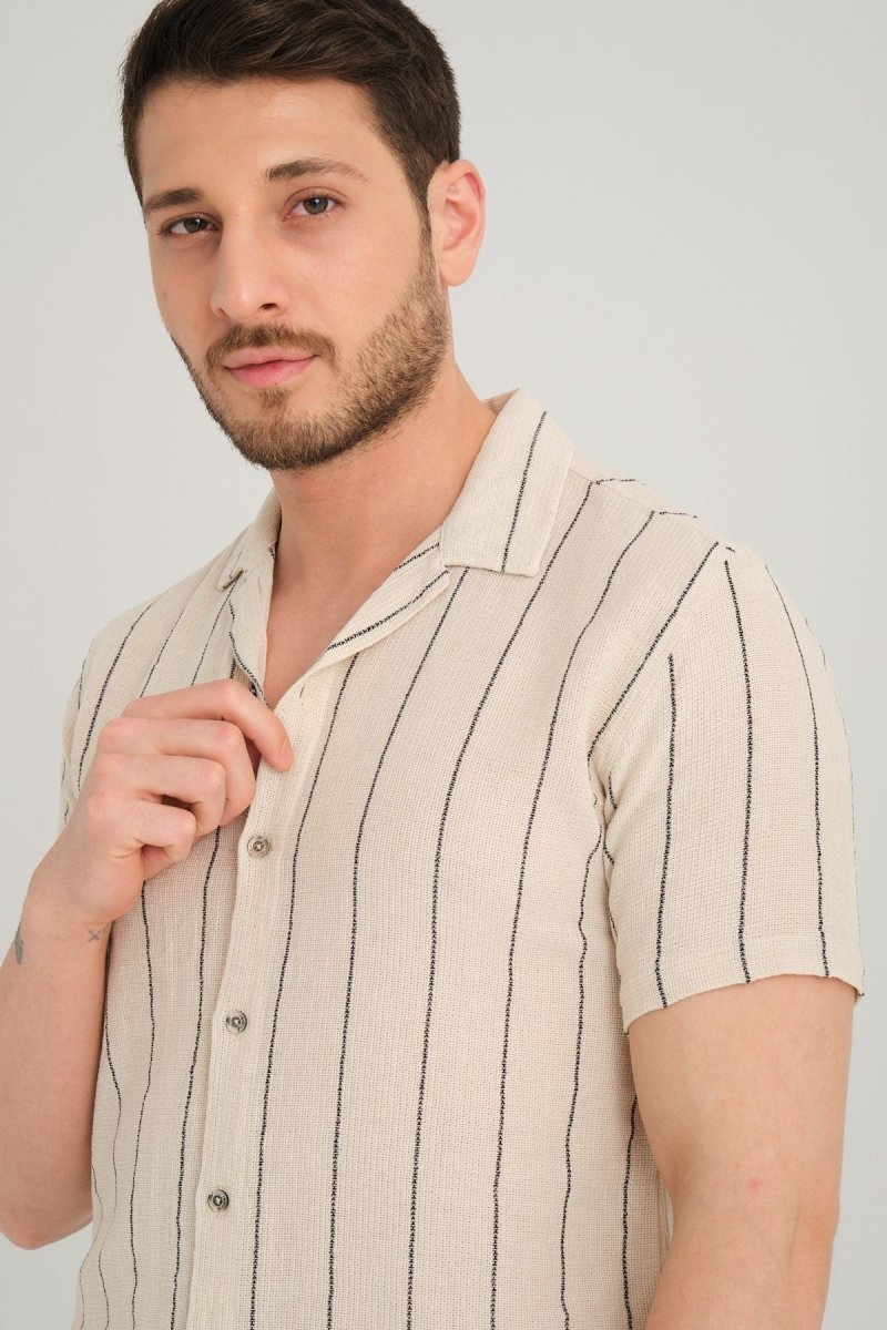 Erkek Yazlık Regular Fit Kısa Kol Nefes Alan Gömlek %100 Pamuk 2643 Siyah - Redline