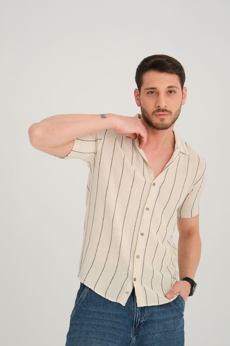 Erkek Yazlık Regular Fit Kısa Kol Nefes Alan Gömlek %100 Pamuk 2643 Siyah - Redline