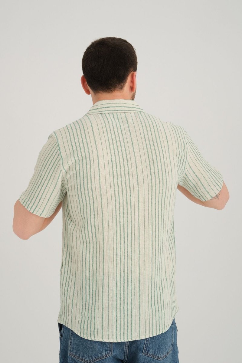 Erkek Yazlık Regular Fit Kısa Kol Nefes Alan Gömlek %100 Pamuk 2643 Yeşil - Redline