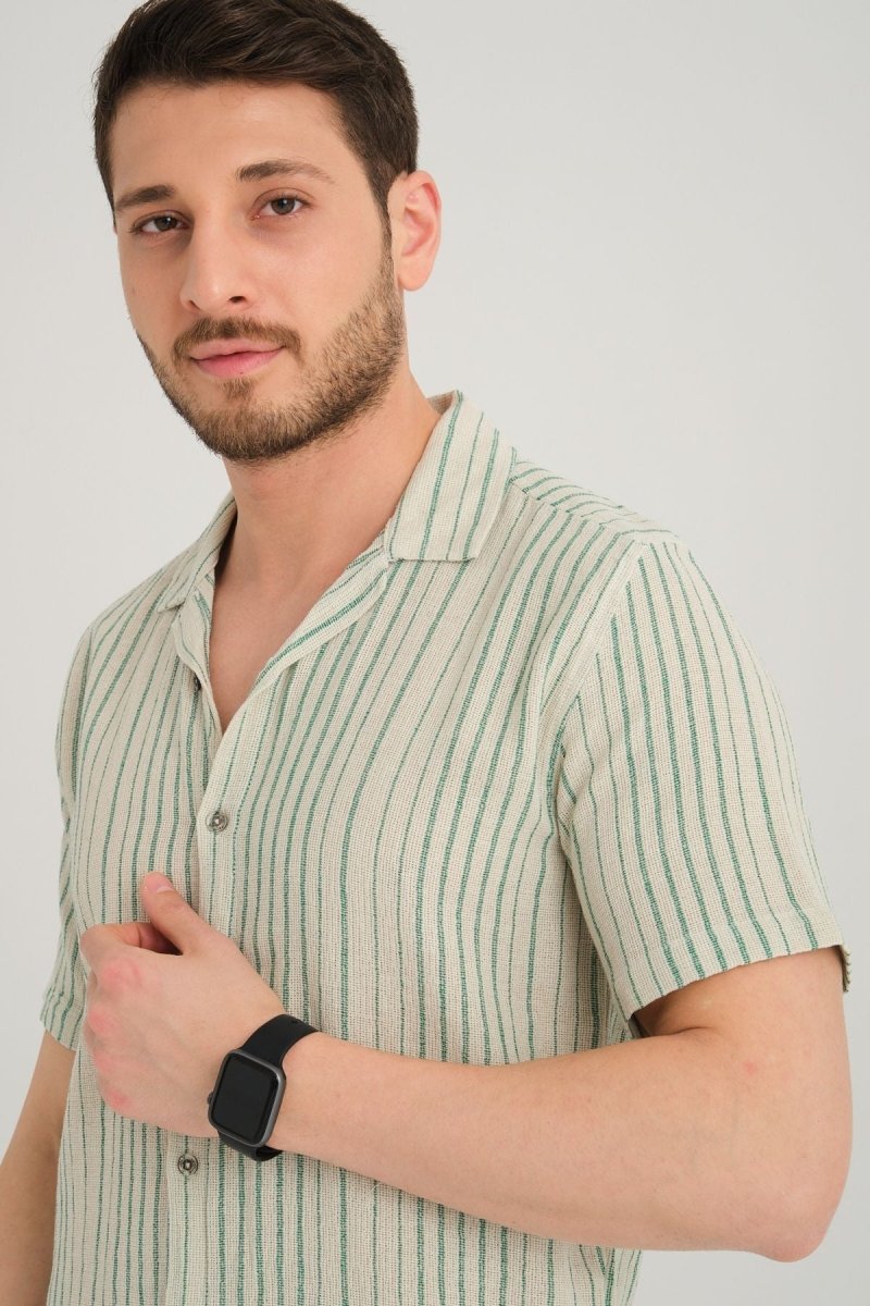 Erkek Yazlık Regular Fit Kısa Kol Nefes Alan Gömlek %100 Pamuk 2643 Yeşil - Redline