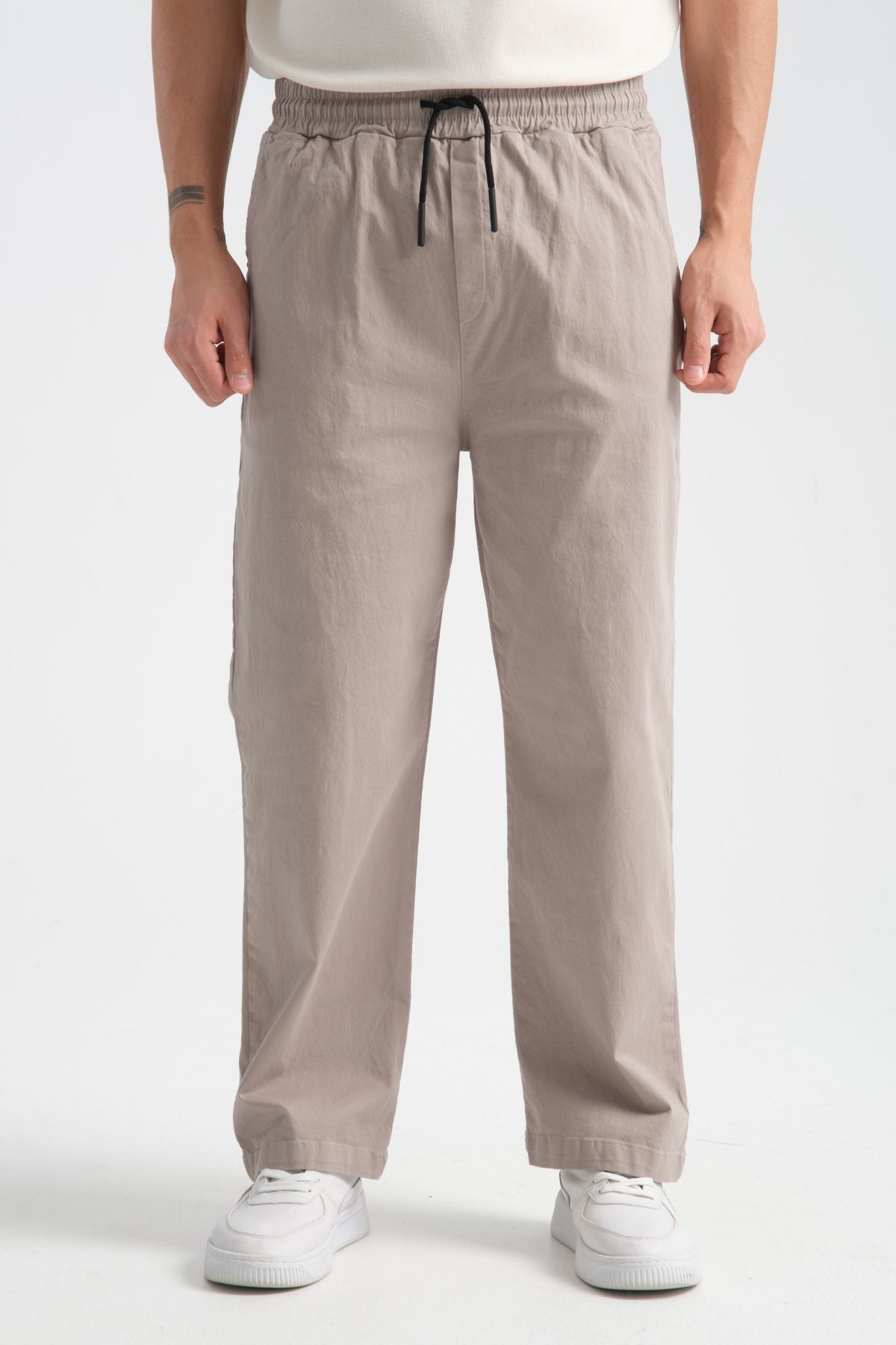 Calmfit Erkek Baggy Kalın Beli Lastikli Pantolon Bej
