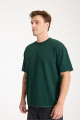 Quell Erkek Oversize Basic Tişört Yeşil