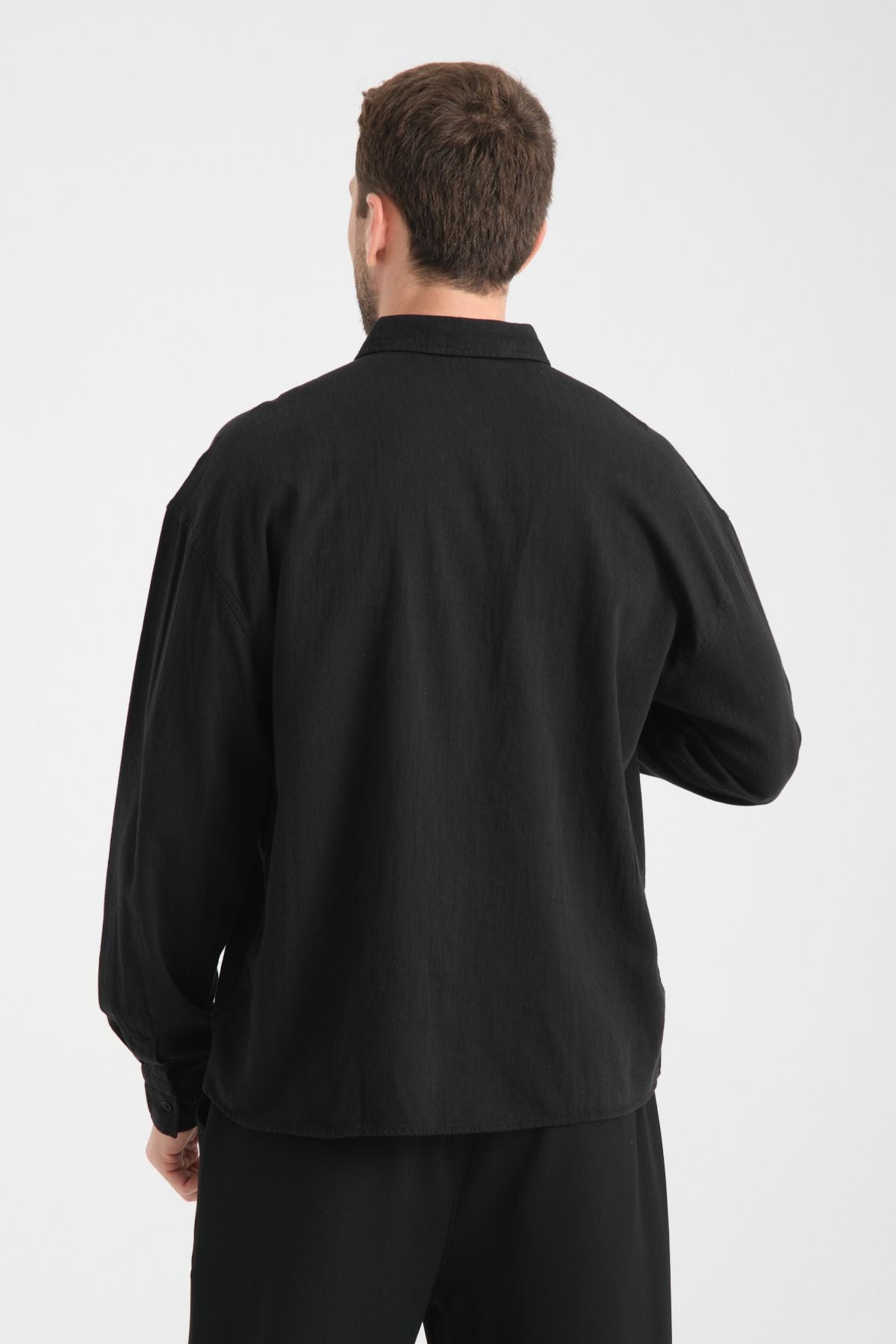 Bond Keten Oversize Gömlek Siyah