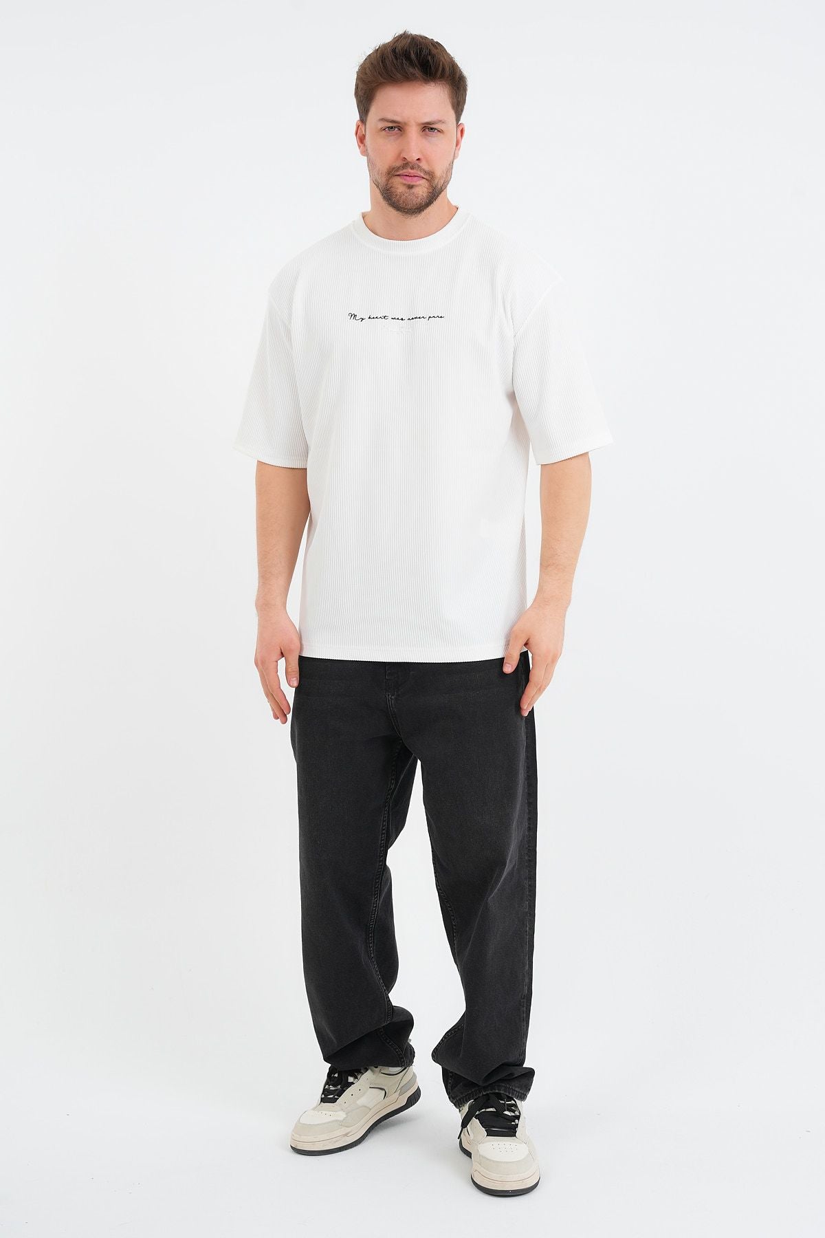 Valor Erkek Oversize Tişört Beyaz