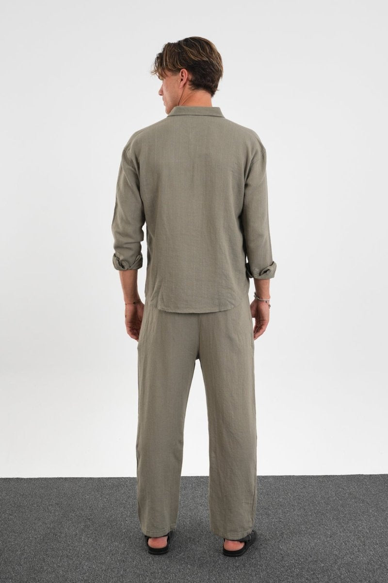 Flare Kışlık Baggy Pantolon Oversize Gömlek Alt üst Takım Haki - Redline