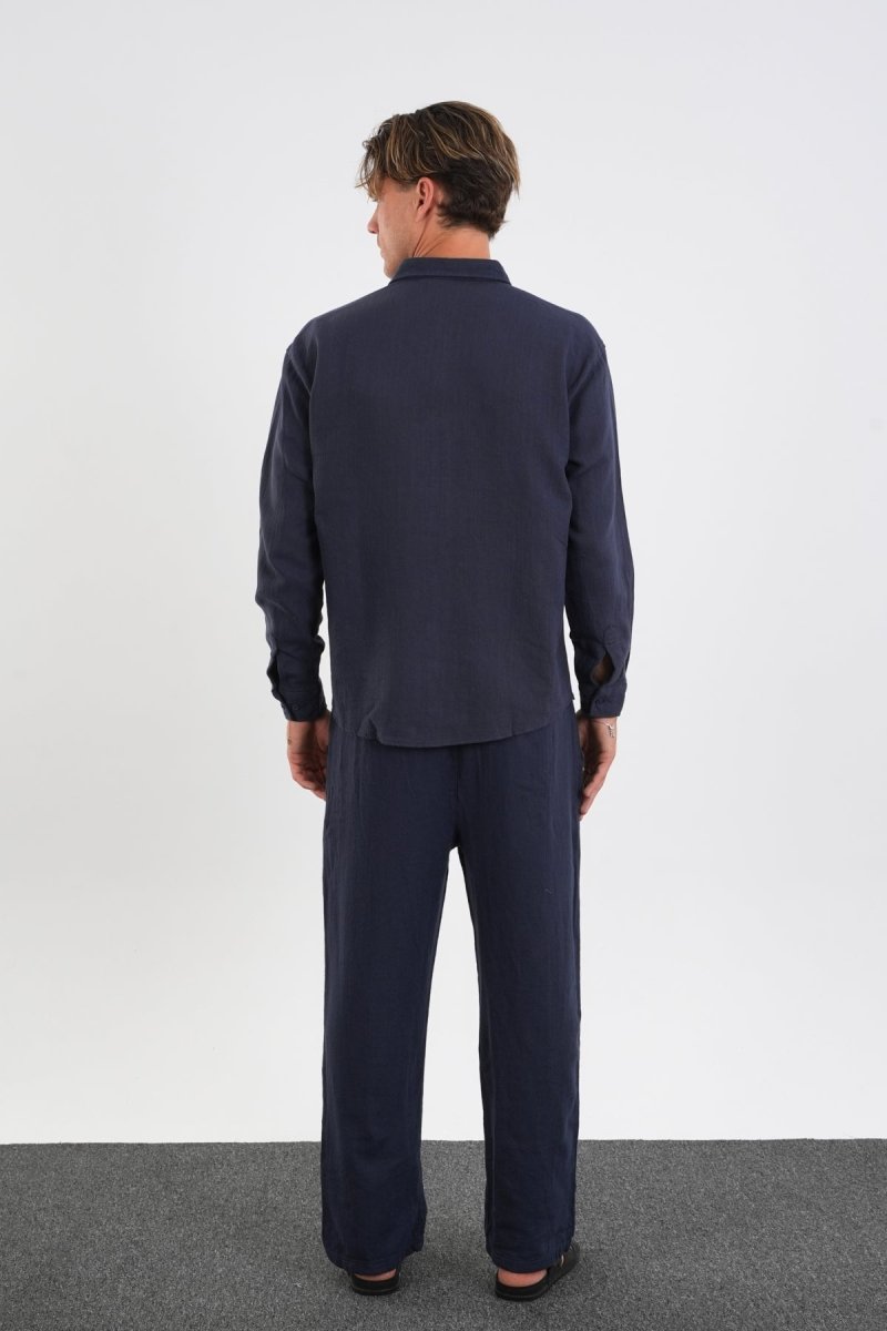 Flare Kışlık Baggy Pantolon Oversize Gömlek Alt üst Takım Lacivert - Redline