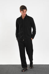 Flare Kışlık Baggy Pantolon Oversize Gömlek Alt üst Takım Siyah - Redline