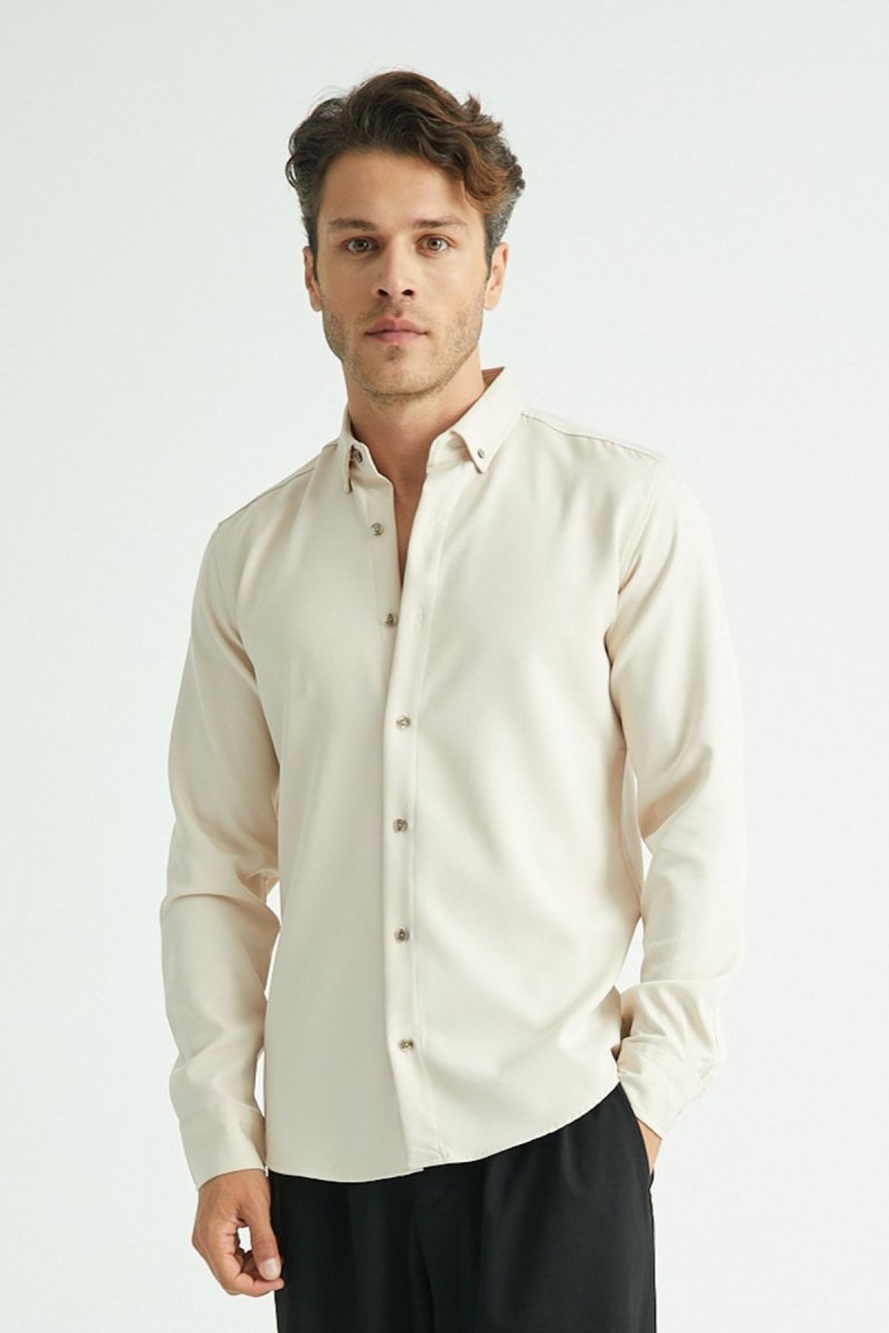 Flex Slim Fit Gömlek Bej - Redline