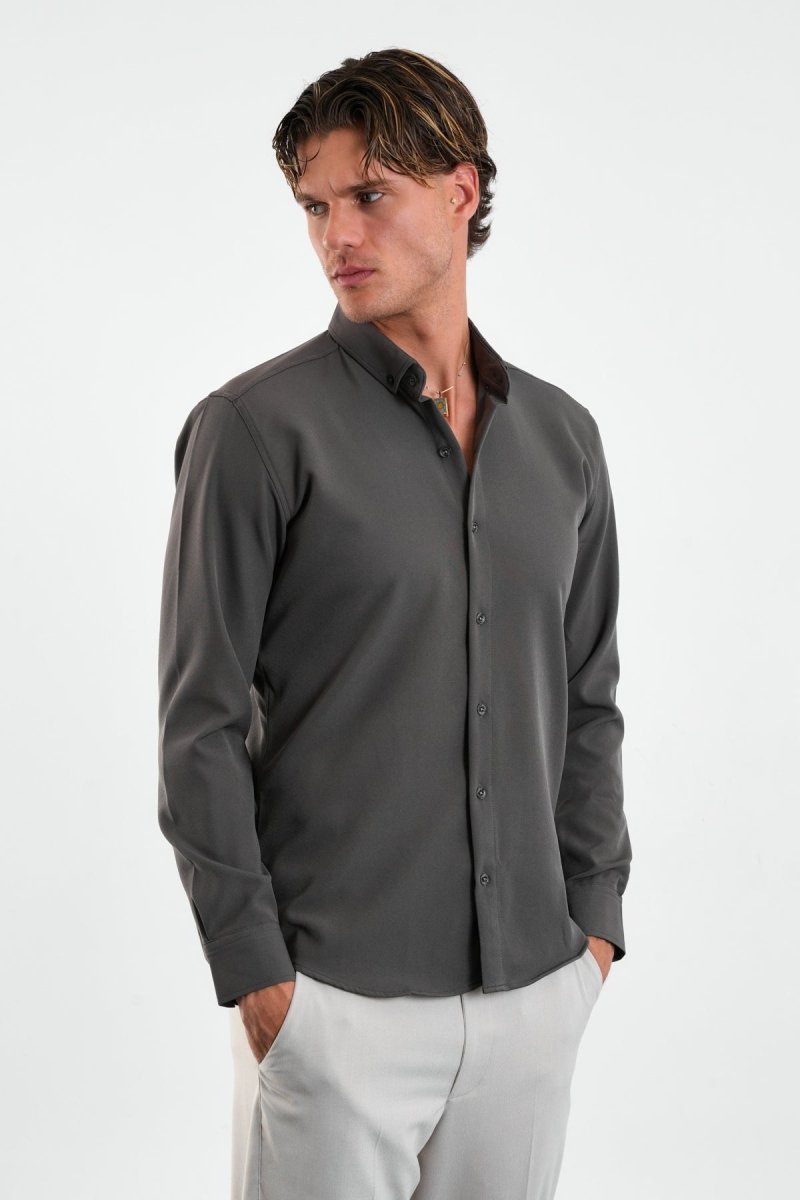 Flex Slim Fit Gömlek Füme - Redline