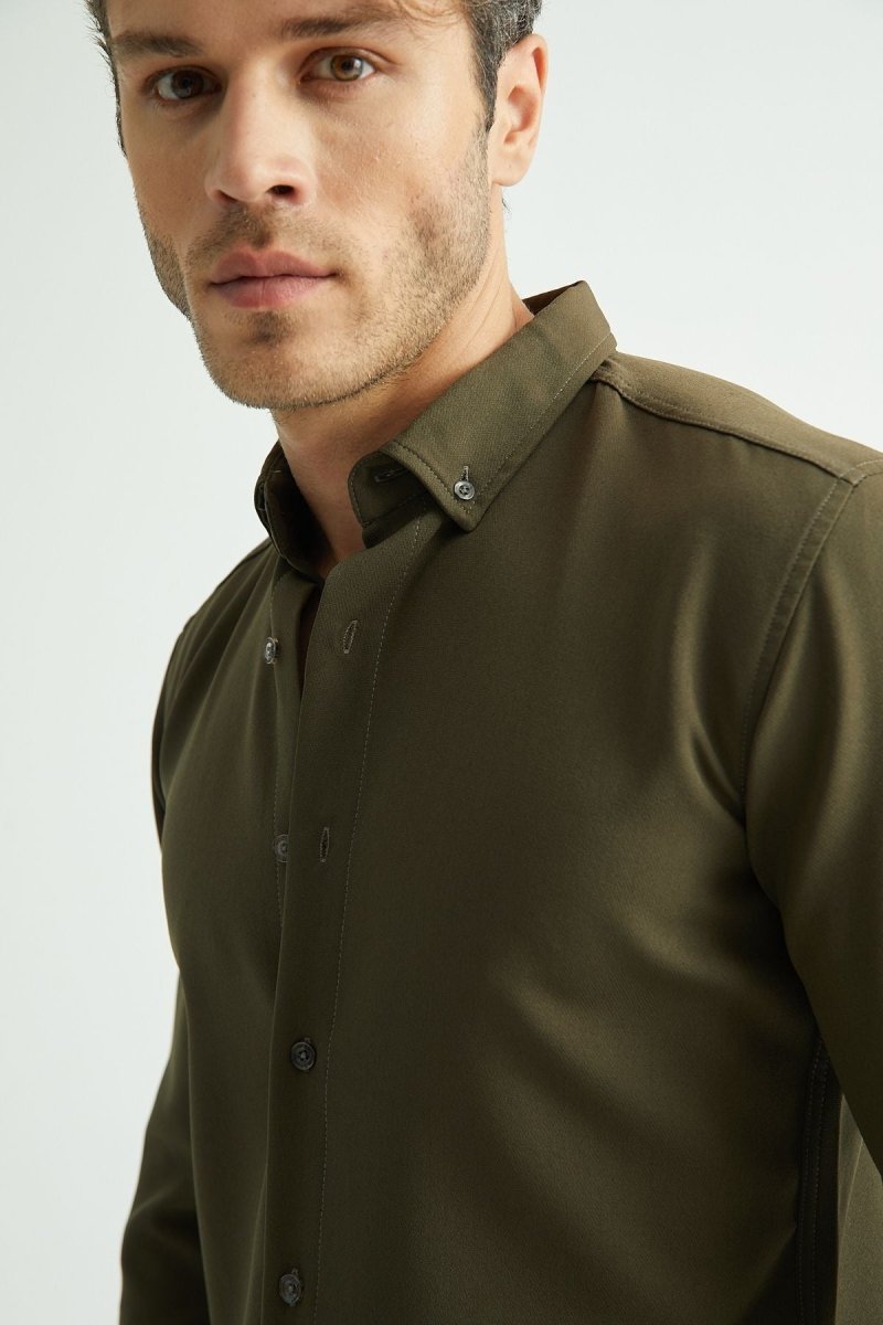 Flex Slim Fit Gömlek Haki - Redline