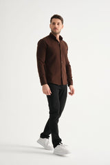 Flex Slim Fit Gömlek Kahve - Redline