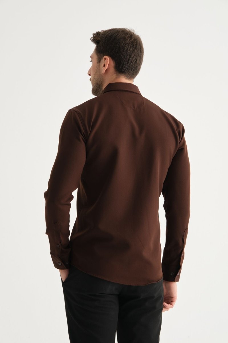 Flex Slim Fit Gömlek Kahve - Redline