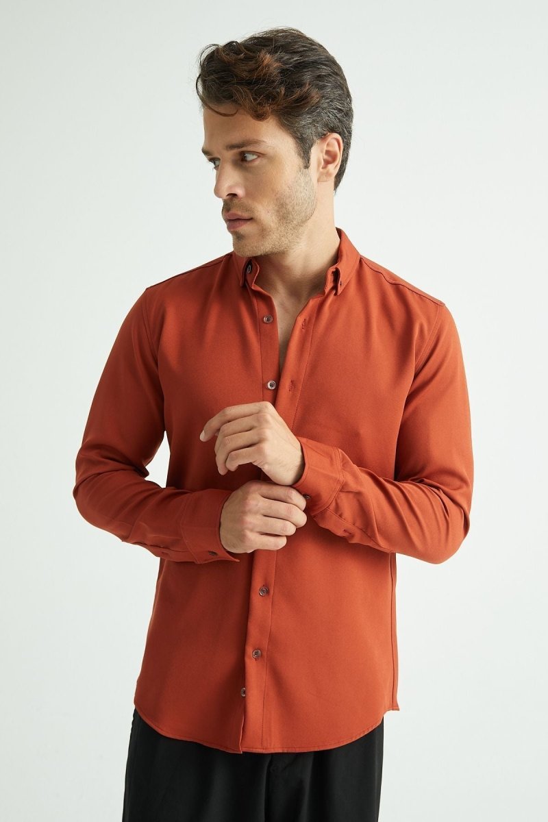 Flex Slim Fit Gömlek Kiremit - Redline