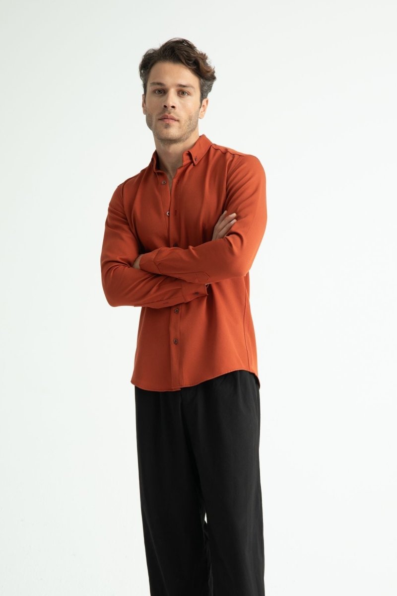 Flex Slim Fit Gömlek Kiremit - Redline